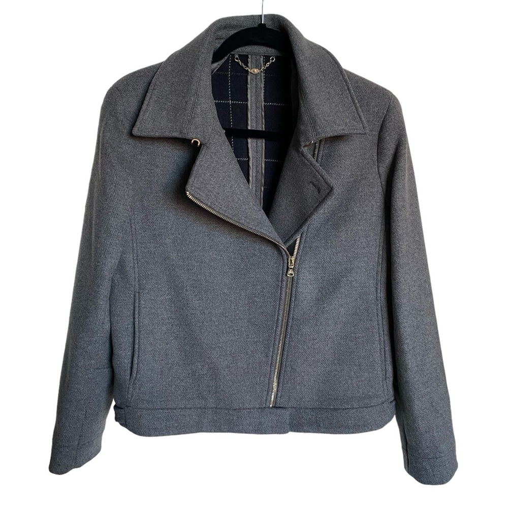 Massimo Dutti Women’s Double-Faced Wool Blend Biker-Effect Coat/Jacket N…